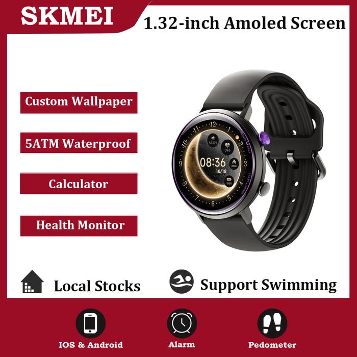 Skmei Smartwatch wanita elegan dengan layar HD bulat