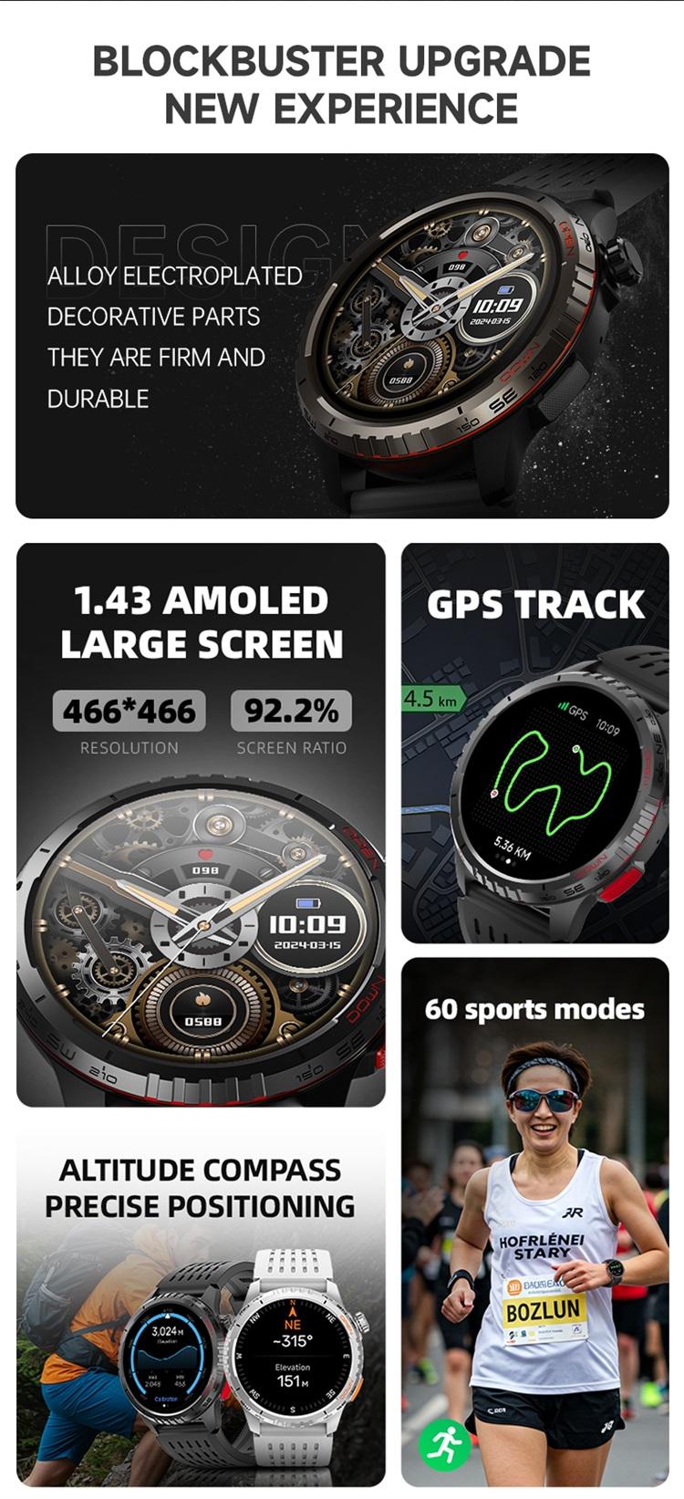 Smartwatch dengan deteksi detak jantung dan pelacakan aktivitas