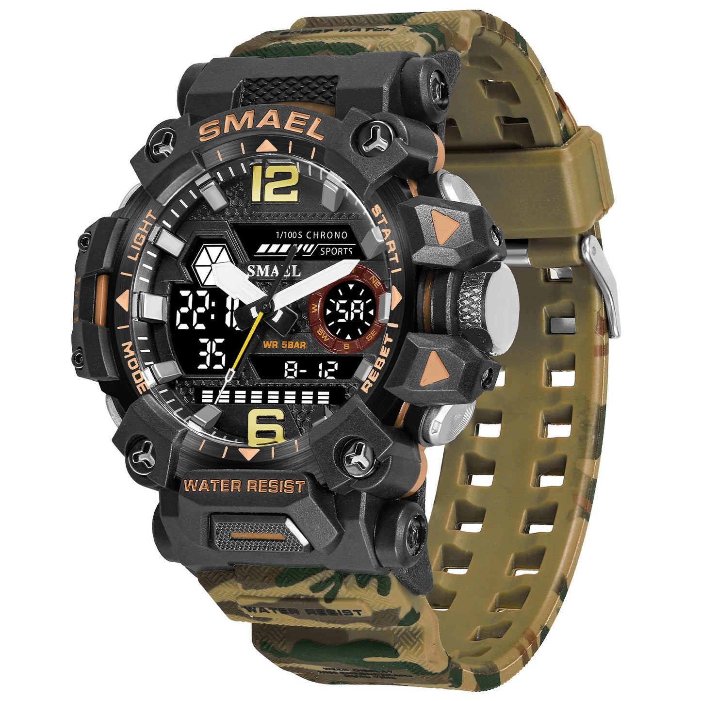 Smartwatch outdoor pria dengan desain maskulin kamuflase