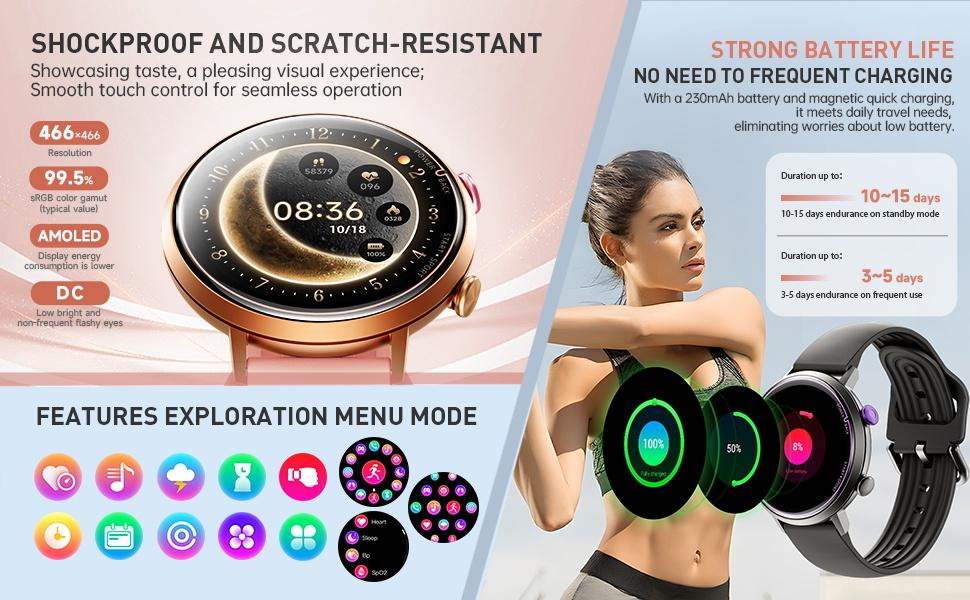 Smartwatch sporty dengan desain feminin