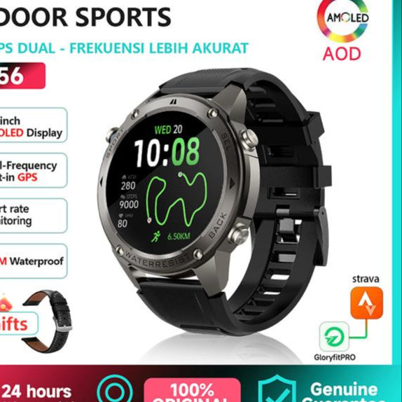 Tampilan SKMEI Smartwatch DM56 dengan layar AMOLED 1.43 inci yang tajam