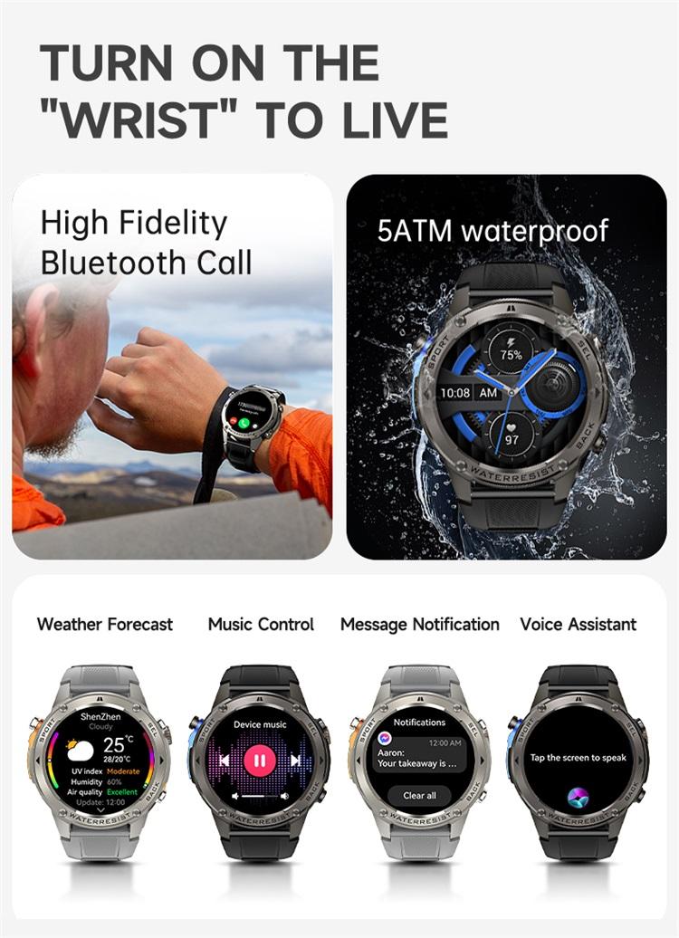 Tampilan kompas di SKMEI Smartwatch DM56 untuk navigasi saat hiking