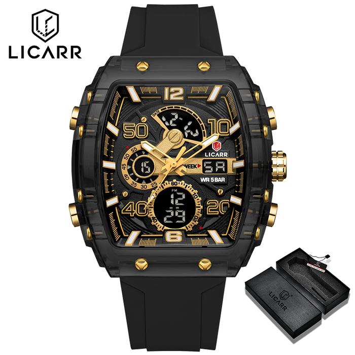 jam tangan multifungsi pria dengan layar ganda dan lampu malam