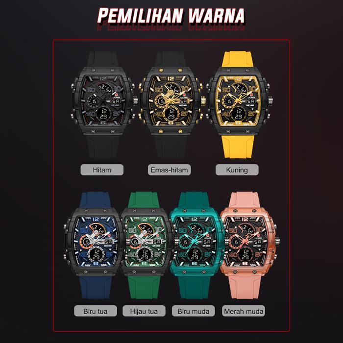 jam tangan pria anti air dengan tali karet fleksibel