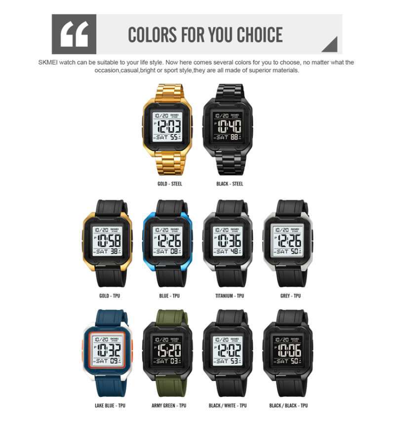 Jam tangan digital pria desain militer