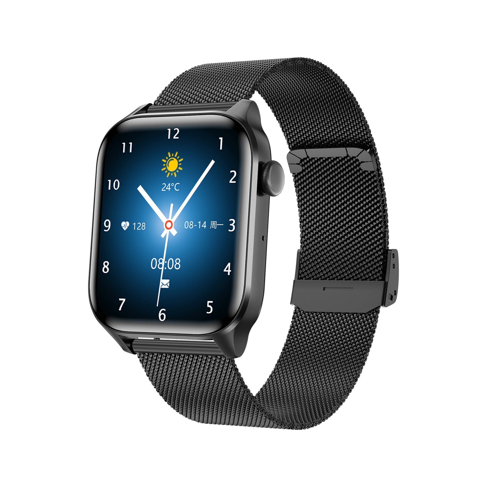 Jam tangan pintar hitam sporty dengan fitur lengkap