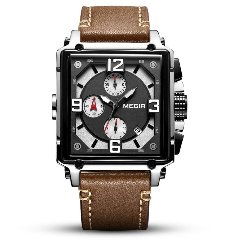 Jam tangan pria anti air strap kulit warna coklat