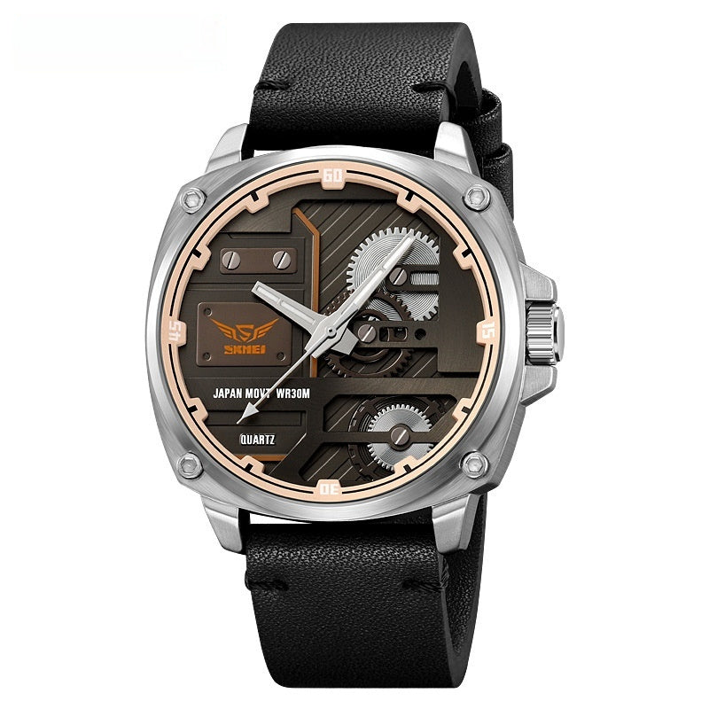 Jam tangan skmei pria elegan dengan warna gold dan black