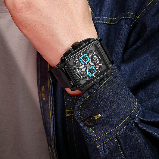 Jam tangan sporty pria desain kotak