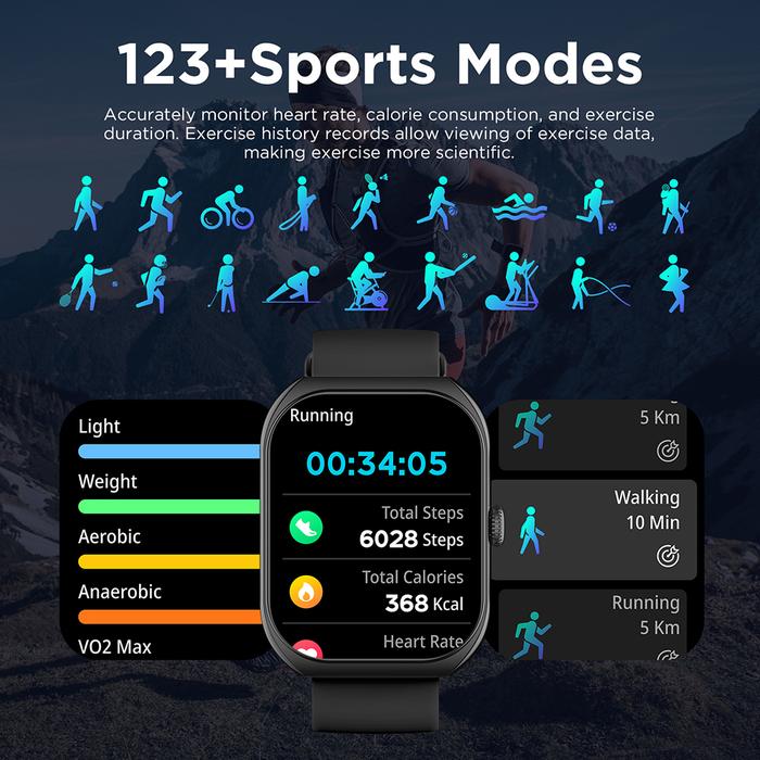 SKMEI Smartwatch dengan layar TFT HD yang jelas di bawah cahaya matahari
