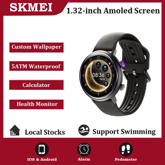 Skmei Smartwatch wanita elegan dengan layar HD bulat