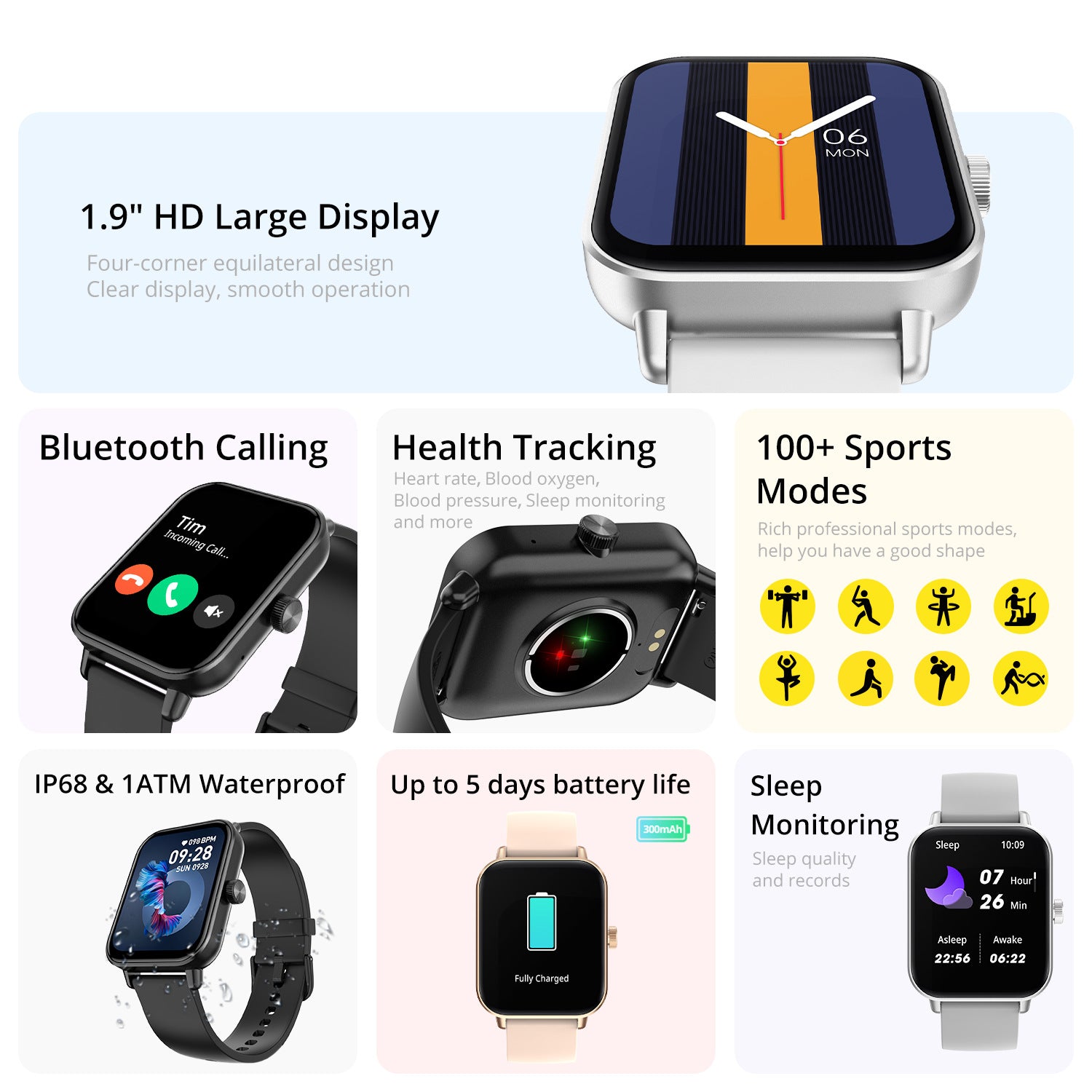 Smartwatch terbaik warna hitam layar sentuh IPS