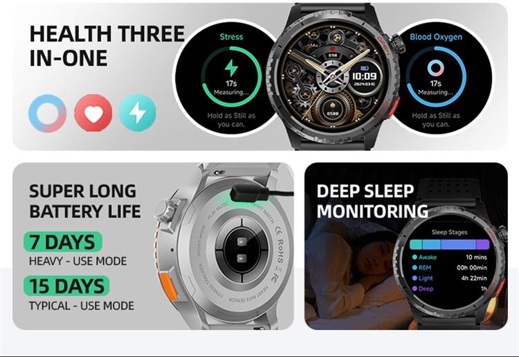 Tampilan kompas di SKMEI Smartwatch B77 untuk memudahkan navigasi saat hiking