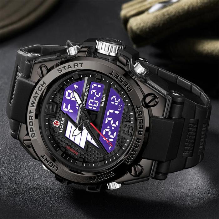 jam tangan digital analog pria anti air desain sporty