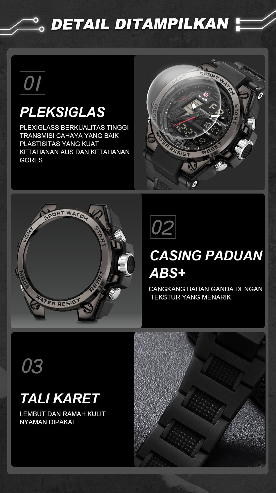 jam tangan digital pria anti air desain modern dan kekinian
