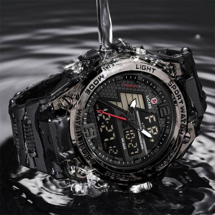 jam tangan multifungsi pria anti air warna hitam elegan