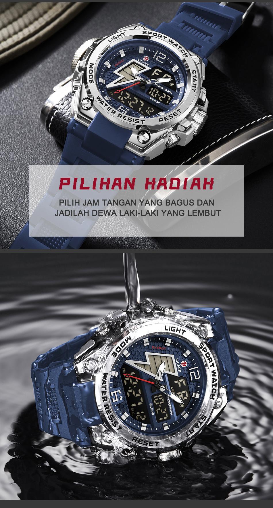 jam tangan outdoor digital pria anti air dengan fitur lampu malam
