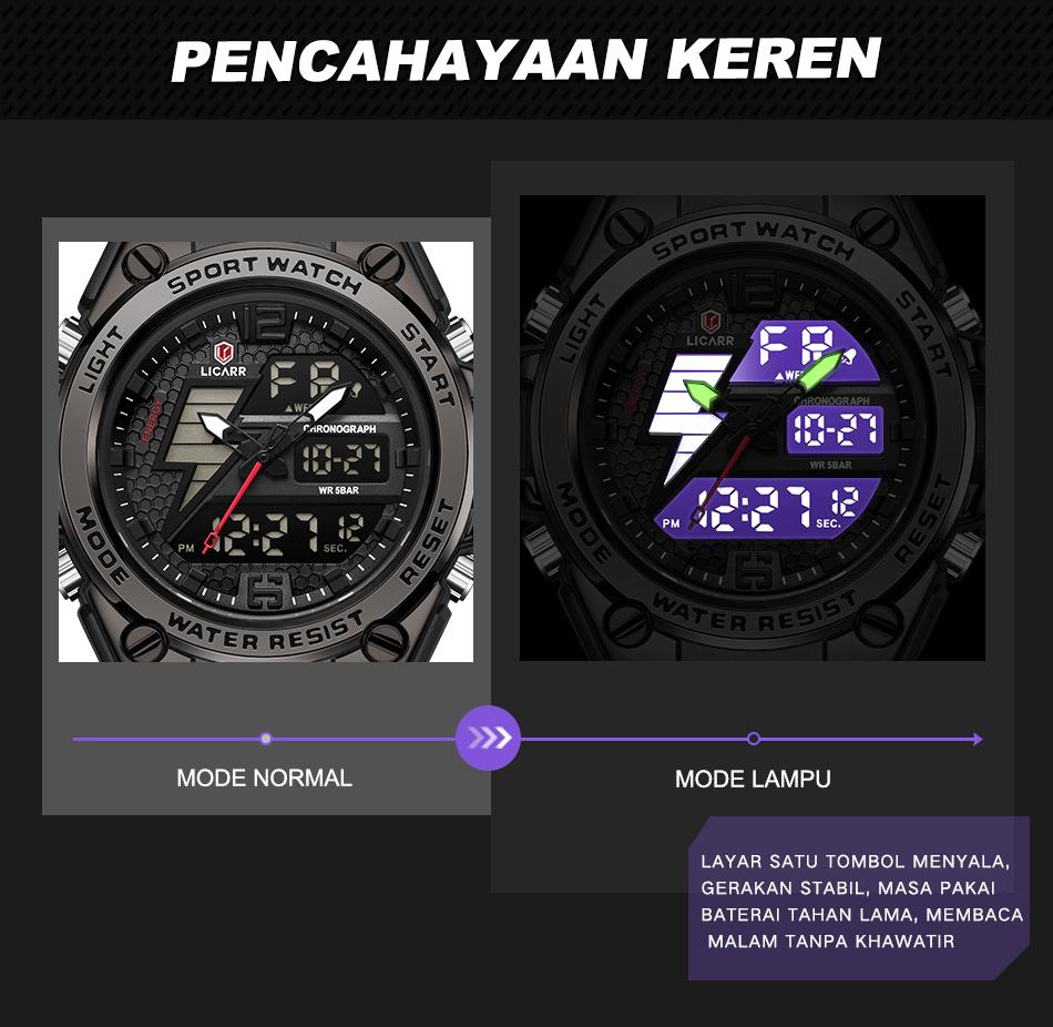 jam tangan pria digital analog anti air bergaya sporty modern