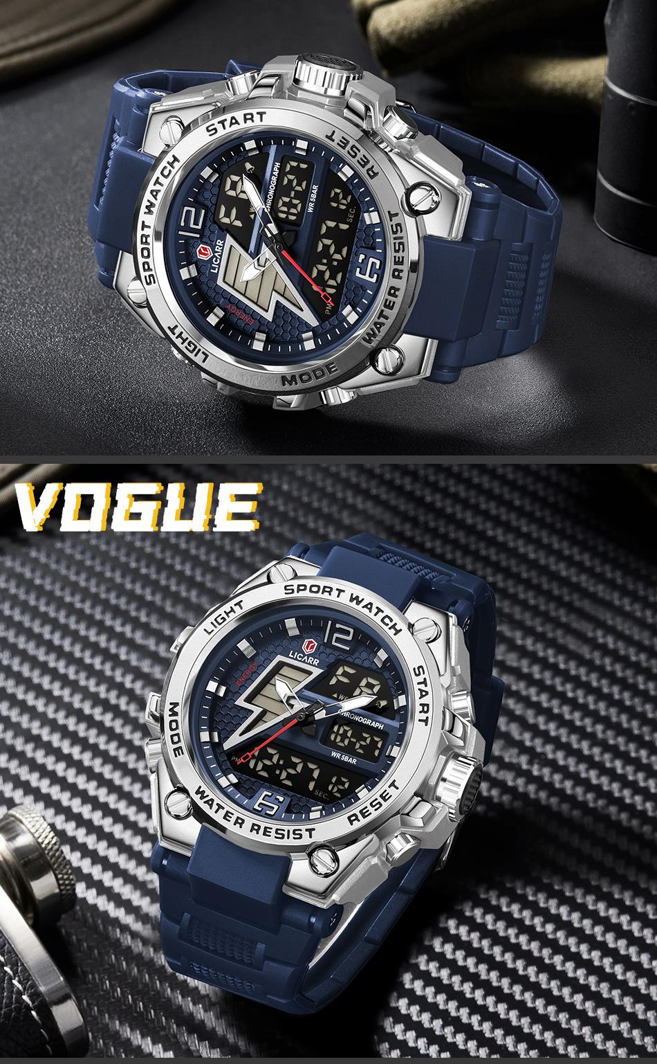 jam tangan pria digital analog anti air desain bulat maskulin