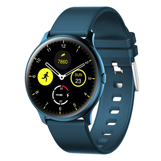 smartwatch bulat dengan pelacakan detak jantung