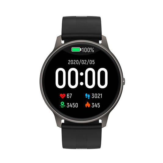 smartwatch bulat dengan pemantauan detak jantung