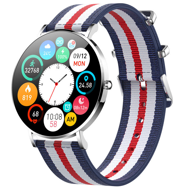 smartwatch bulat dengan teknologi nirkabel 5m hingga 10m