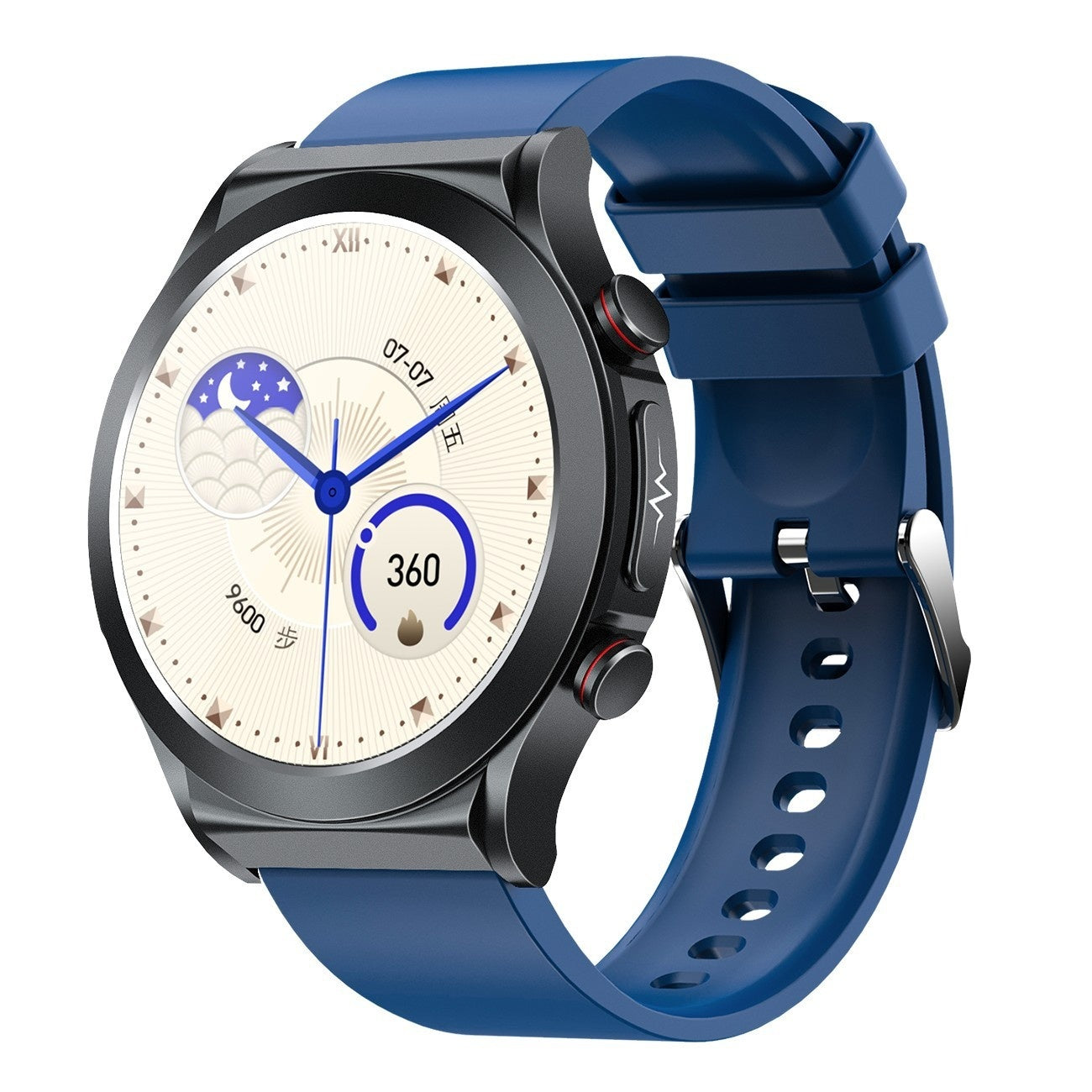 smartwatch strap kulit hitam gaya klasik